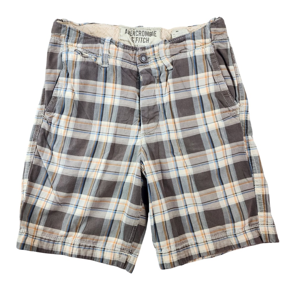 Abercrombie Fitch Mens Plaid Shorts Casual Everyday Brown Size 30‎